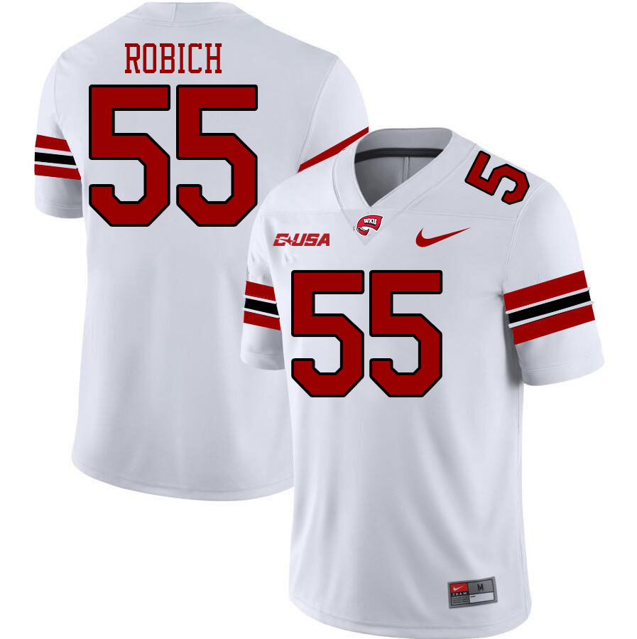 Western Kentucky Hilltoppers #55 Rex Robich College Football Jerseys Stitched Sale-White